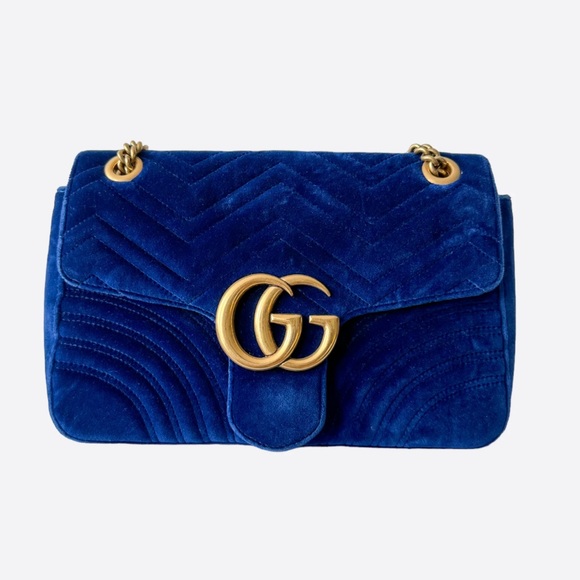 Gently loved Gucci Marmont medium bag in cobalt blue. Purchased from Gucci store - Picture 9 of 10